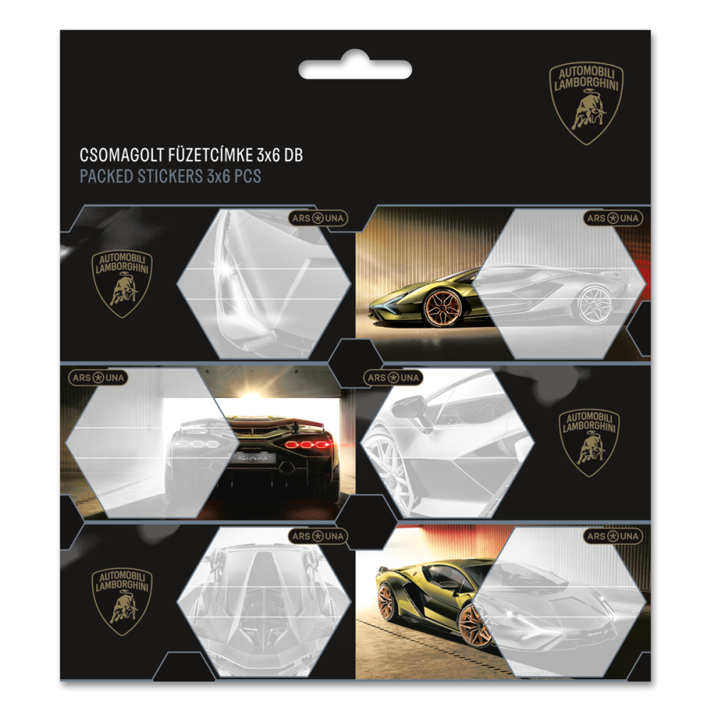 Štítky na zošity 3x6ks Lamborghini 26 gold ARS UNA