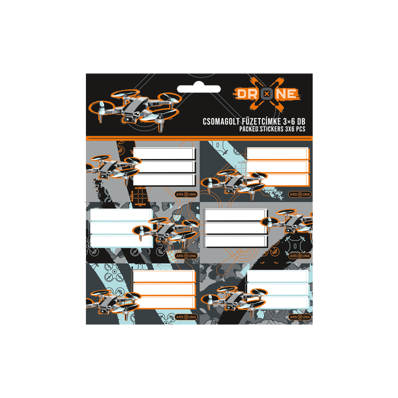 Štítky na zošity 3x6ks Drone X ARS UNA